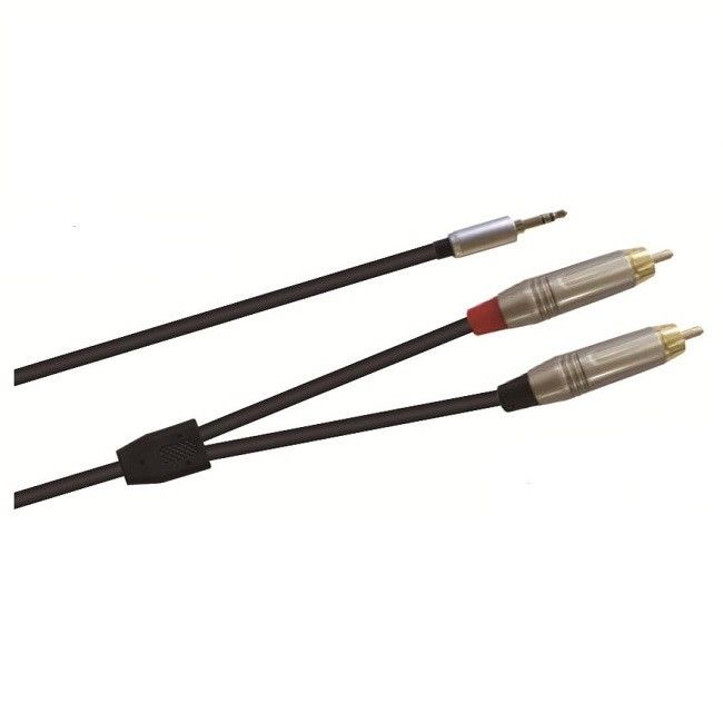 3.5mm نر تا دو RCA نر Y کابل صوتی سیاه طول مختلف کابل