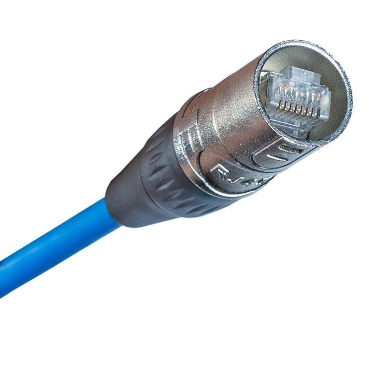 کابل اتریتن دیتای CAT کابل پچ RJ45 با کانکتور EtherCON رنگ آبی محافظت شده