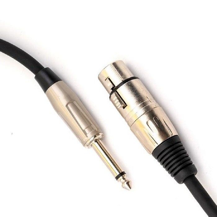 XLR زنانه تا 1/4 اینچ 6.35mm TS کابل میکروفون سیم میکروفون سیاه کابل XLR 10 فوت